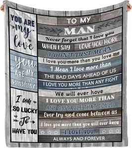 Vintage Soft Throws Blanket - Breathable Cozy, Lightweight Breathable Slogan Blanket, Romantic "I Love You" Gift for Husband for Birthday, Valentine's or Wedding