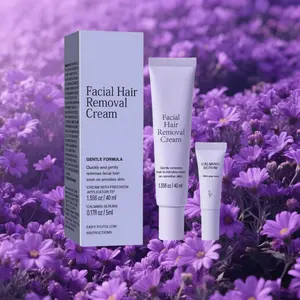 Facial Hair Removal Cream, 1 Set Gentle Formula Hair Removal Cream & Calming Serum for Women, Soothing Facial Hair Remover, Suitable for Delicate Areas