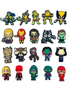 20pcs Cartoon Superhero Green Armored Ninja Turtle Shoe Accessories, PVC Shoe Decorations, Luggage Bag Charms, Birthday Gift, Daily Use