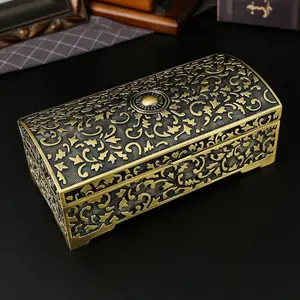 Vintage Engraved Antique Finish Jewelry Box | Luxury Antique Storage for Necklaces, Rings & Earrings | Dustproof Organizer