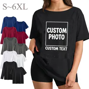 S-6XL Soft Breathable Customizable Woman's T-Shirt Personalized Photo/Text Design, Unisex Casual Short Sleeve Tee, Machine Washable, Unique Gift for Anniversary Valentine's Day
