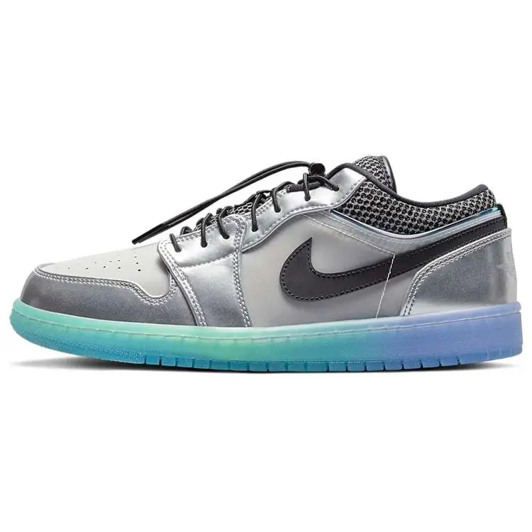 Women's Air Jordan 1 Low SE 'Metallic Silver Gradient' Low Top Casual Trainers, Round Toe, Laced, for Casual Wear & Everyday Use