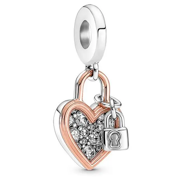 Pandora Heart Padlock Double Dangle Charm 780087C01