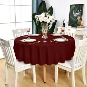 Burgundy Round Tablecloth Waterproof Stain Resistant Wrinkle Free Table Cloth 210GSM Polyester Washable Wipeable Circle Table Cover for Party, Banquet, Wedding, Indoor and Outdoor