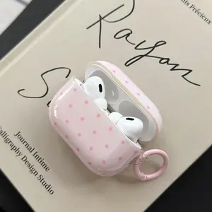 New Polka Dot Ring Earphone Case for Apple AirPods Pro 2/pro/4/3/2, Fashionable Women's Simple Earphone Case