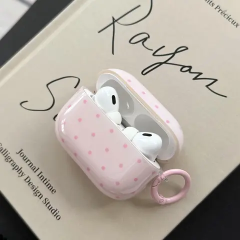 New Polka Dot Round Ring Earphone Case for Apple AirPods Pro 2, Fashionable Women's Earphone Case, Simple Design, Headphone Accessories