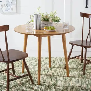 Safavieh Lovell Folding Round Dining Table – Compact Wood Drop-Leaf Table for Small Spaces