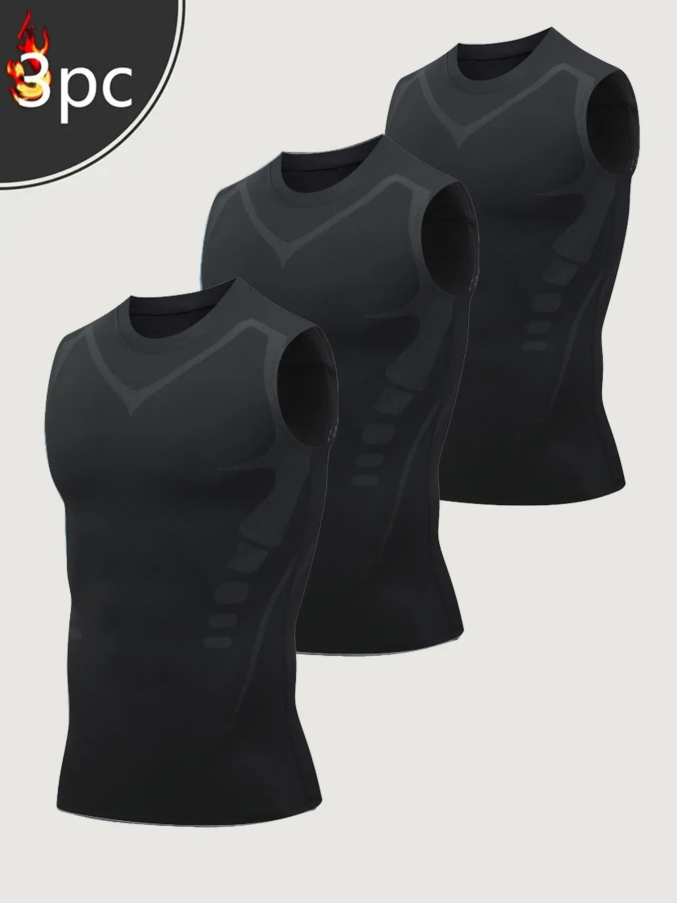 3 Pack Men's Compression Sleeveless Tank Tops, Quick Dry Athletic Muscle Shirts, Breathable Gym Workout Tops, Plus Size Bodybuilding, Workout Vests, Activewear Sleeveless, Sleeveless Sports Top