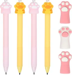 kawaii 6 Inkless Forever Pencil Set W/Eraser 6 Replaceable Nibs,3 Self-Adhesive Pen Holder, Replaces 100 Wooden Pencils Unbreakable Pencil, Infinity Pencil with Eraser, Eternal Pencil stationery