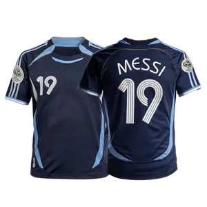 2006 Retro Away Blue No.19 Short Sleeved Long Sleeved Soccer Jersey Top Fan Version