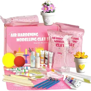 Air Dry Clay Tools Kits for Beginners and Artist - Includes  Clay,Sculpting Tools, Brushes, ,Gloss Varnish and User Guide, Air Dry Pottery for Date Night & DIY (4.4LBS)