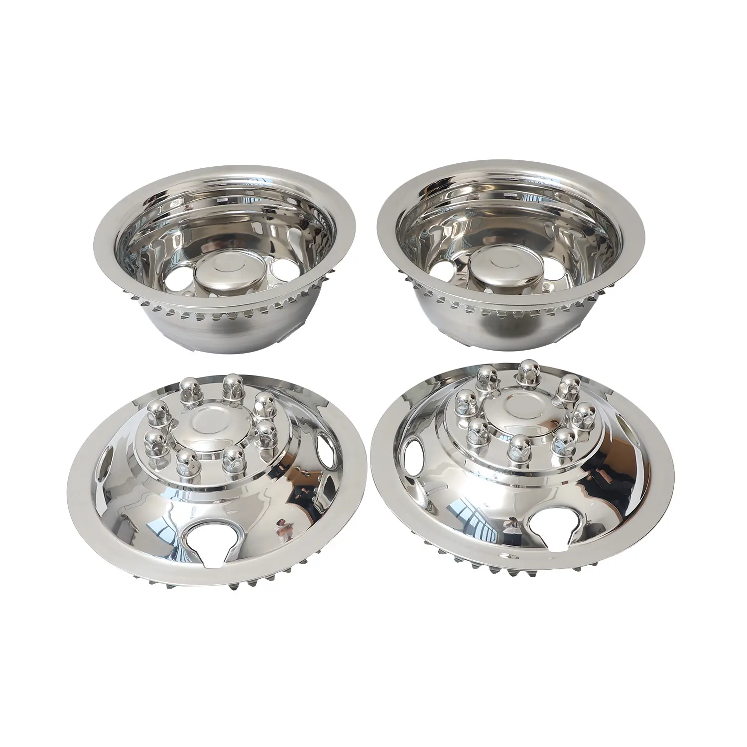 16" Wheel Simulator Kit, 8 Lug 4 vent holes Snap On, Stainless Steel Dually Simulators Kit for 1974-2000 Chevy GMC 3500, 1974-1999 Dodge Ram 3500, 1974-1998 Ford F350, 2008-2021 E350/E450 Van