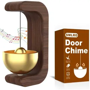Shopkeepers Bell for Door Opening - Brass Magnetic Door Chime with Loud Jingle, Doorbell Chime When Door Opens for Business Entrance/Home Decor/Cafe, No Drill Required (Brown)