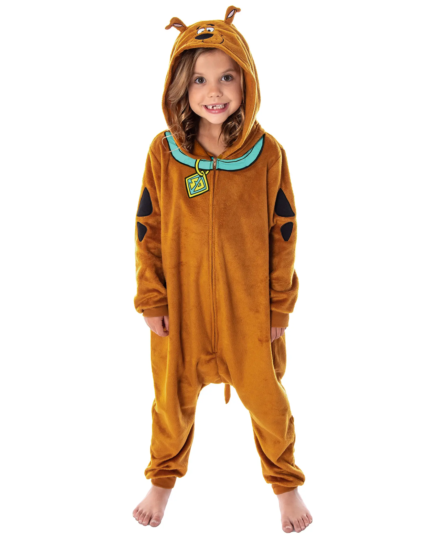 Scooby Doo Kids Hooded Character Union Suit Lounge One-Piece Pajama Loungewear Sleepwear For Girls Boys