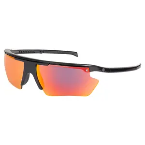 POPTICALS, POPEDGE, Polarized Sunglasses, Gloss Black Frame, Gray Lens, Red Mirror, Small Fit