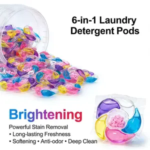 6-In-1 Laundry Pods 30/50/pieces 600g/bucket, Multi-Purpose Powerful Stain Remover Liquid Soap Balls, Gentle Yet Strong Cleaning