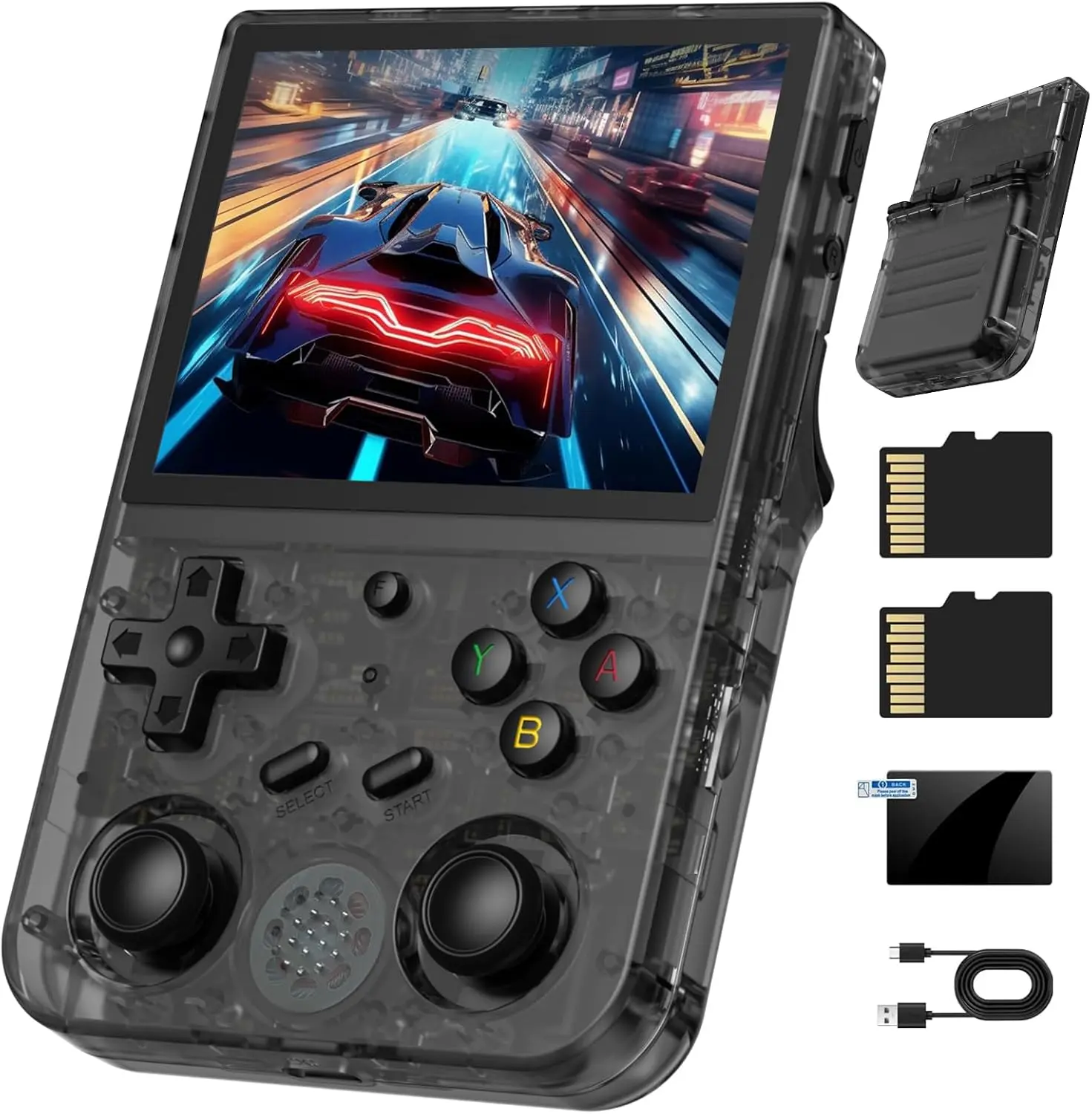 RG353VS Wireless Portable Video Game Console - 3.5-Inch IPS Display, RK3566 64-Bit Processor, 5G WiFi, Bluetooth 4.2, 64G/256G Preloaded Games TF Cards, Black Protection Case
