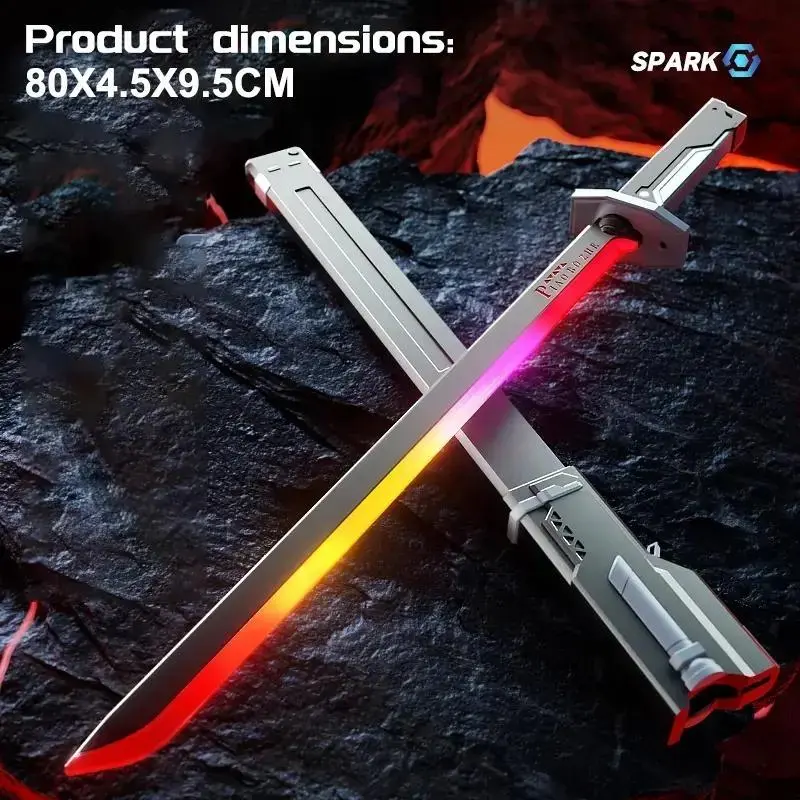 Unisex Interstellar Cyber Samurai LED Glow Katana Toy Sword, 31.5 Inch 80cm Type-C Rechargeable Gradient Neon Lights, Complete with Matching Scabbard, Safe Lightweight Prop for Cosplay, Party, Rave, Bedroom Display, Holiday Gift for Ages 12 and Up