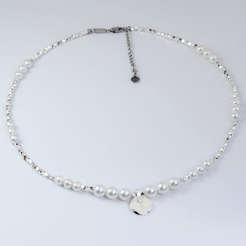 2026 Korean Style Irregular Rose Broken Silver Mother of Pearl Necklace Versatile Light Luxury Choker Gift for Women shell pearl