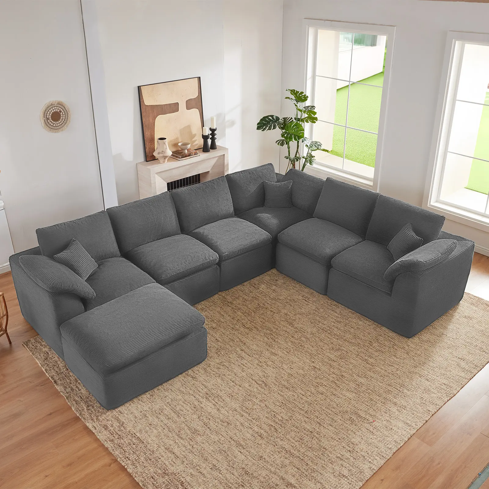 Gray-6Seats+1Ottoman