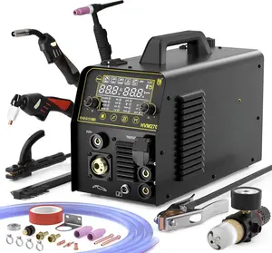 MIG Welder, 200A Plasma  Welder Combo, 7 In 1 Gas MIG/Gasless Flux Core MIG/Pulse MIG/F TIG/Stick/Cut/Spot, 220V  Welding Macine Multiprocess Welder wit Synergic/Man Mode