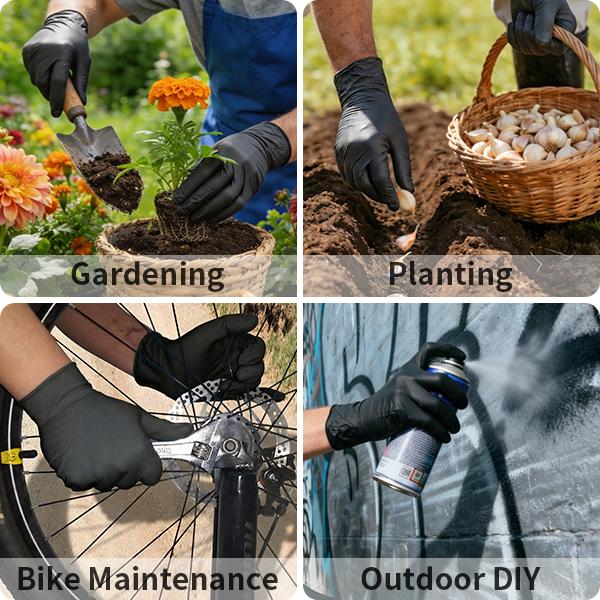 3.5Mil Black Nitrile Disposable Gloves, Latex&Powder Free Durable Professional Ambidextrous Work Cleaning Gloves for Cleaning Gardening Food Prep Cooking Painting DIY Outdoor Light Mechanic Work Household Hardware Tasks