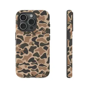 Retro Waterfowl Tough Cases, Old School Camo Phone Case for iPhone 15Pro, 14, 13, 12, 11, 8, XR Mini, Pro Max, Plus Accessories Protection Compatible with Samsung Galaxy S25