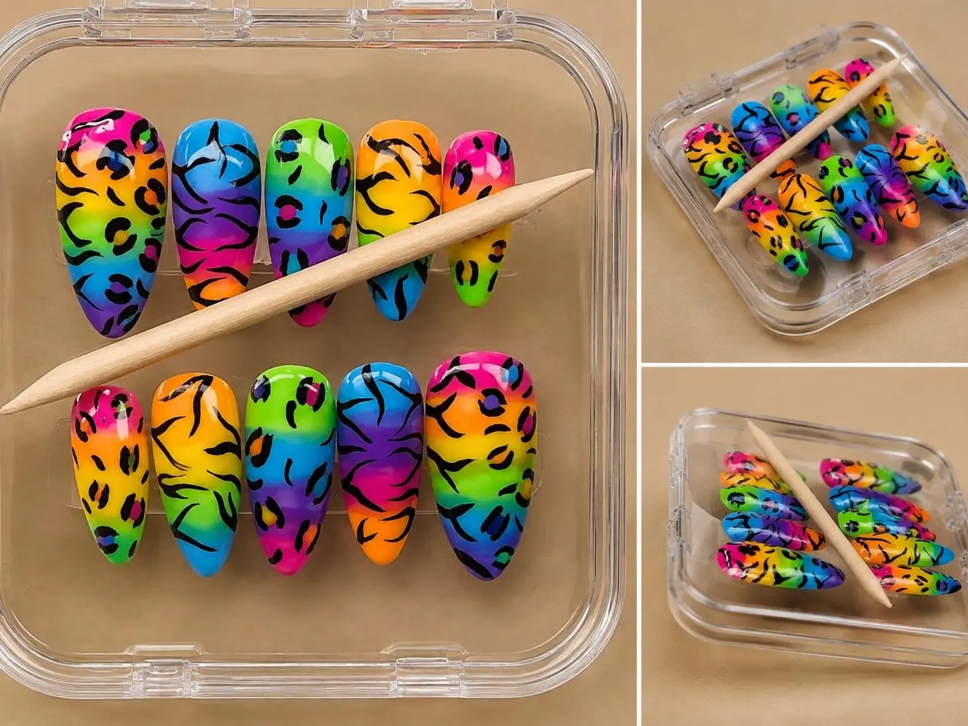 Lisa Frank Decorative Press-On Nails, Multicolor Nail Art Accessories, Easy-to-Apply for Quick Look