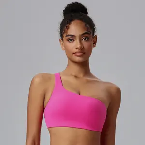 AFZ Women's One Shoulder Bra Solid Color Athletic Outfit with Modern Design for Workout Activewear Undergarments