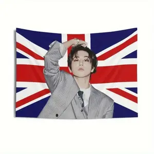 A banner in the Han-style visual style of SKZ, used for the concert of the British band The Stray Dogs. a gift for fans and is also the best choice for giving as a prwall decor flags