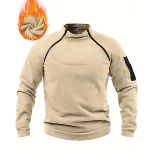 Men's winter fleece crewneck sweatshirt with zipper detail - combines comfort and style for outdoor and everyday wear, versatile for casual daily outfits, a must-have item for your winter wardrobe