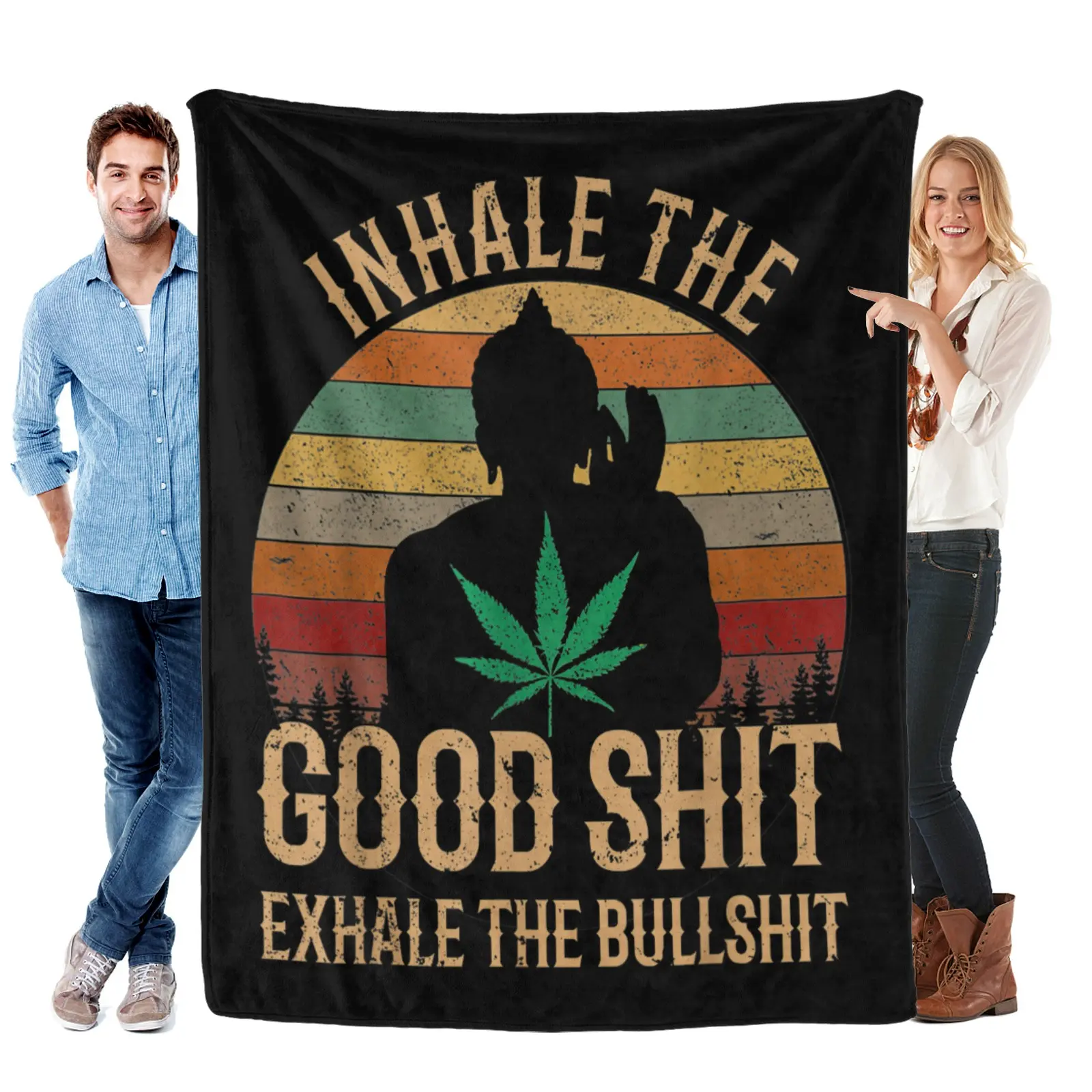 Marijuana Weed Blanket Gifts, Cannabis Leaves Flannel Throw Blanket Soft Warm Fuzzy for Women Men, Blankets for Bed Couch Sofa