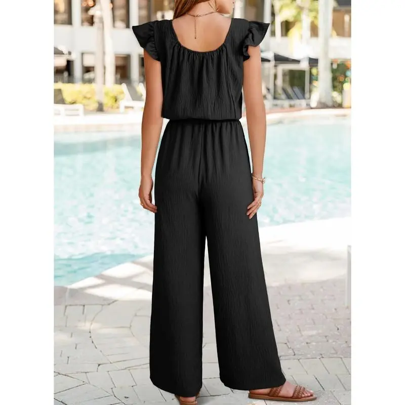 Dokotoo Tuinbroek voor dames, zomer, mouwloos, jumpsuit, casual, losse overall, baggy, playsuit, romper, lichte zomerbroek met bandjes, S-2XL, perkament, M