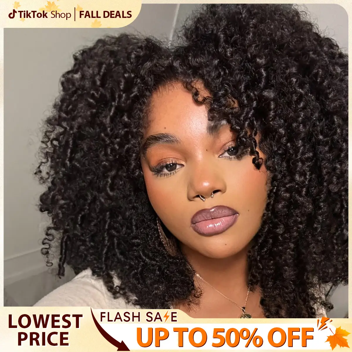 CurlyMe Wear Go Glueless Afro Kinky Curly Human Hair Wig Pre-Bleached Pre-cut HD Lace Front Wig - Natural Black #FallFreshness #TikTokShopfalldealsfor