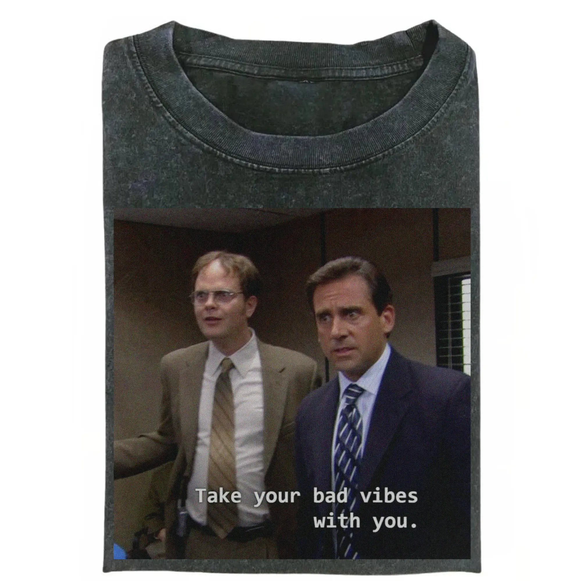 Take Your Bad Vibes With You Vintage Shirts, The Office Dwight Shirt, Funny Quote T-shirt, TV Show Graphic Tee, Dwight Schrute Meme Shirt, Funny Work Shirt, Gift for Men, Gift for Women, Crew Neck T-shirt, Trending T-shirt
