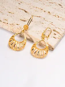 12pcs 24k Luxury Arabic Style Hollow Dangle Earrings, Fan Shape Elegant Ear Jewelry, Rust-Resistant Design, Perfect Gift for Women
