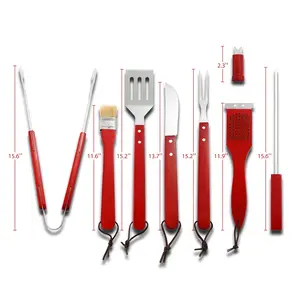 Royal Gourmet TF1819 Stainless Steel Spatula, 18 pieces, Non-Stick Dishwasher Safe Grilling Tool Set Kitchen Sturdy Utensils Wooden Handles Barbecue