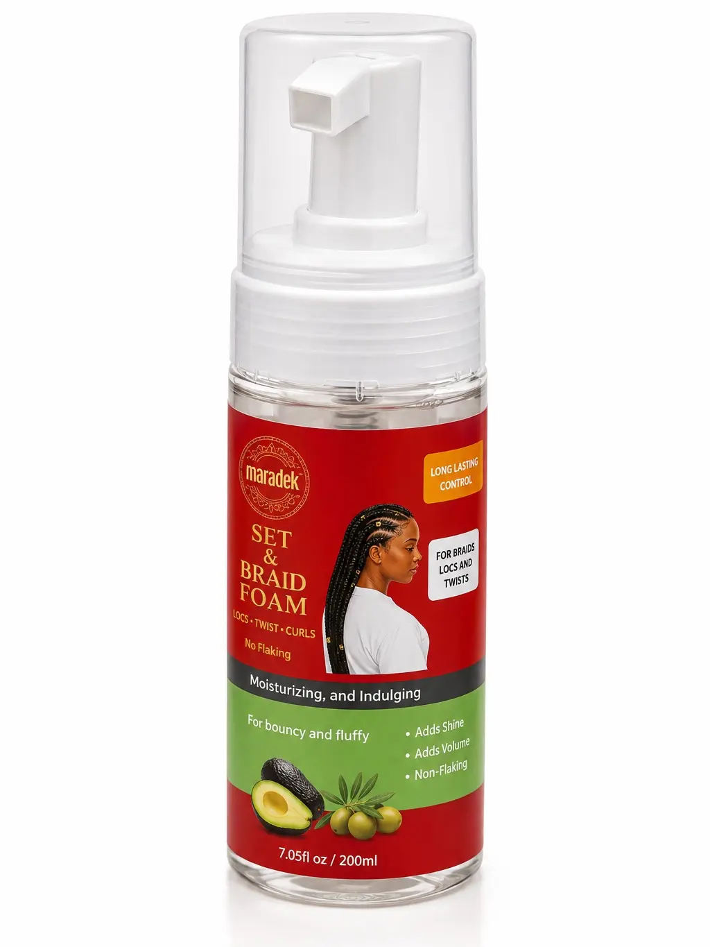 MARADEK Set & Seal Hair Mousse for Braids & Locs – Volumizing Styling Foam, Frizz Control, Lightweight No-Flake Hold for Twists & Curls – 5 oz Daily