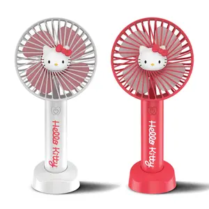 Hello Kitty 2-Pack Rechargeable Handheld Portable Fans with Tabletop Stands, Red & White Household Personal Portable Fans, Portable Fan