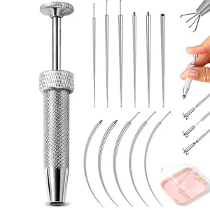 Oufer 12Pcs 16G/18G/20G Piercing Tool Kit for Piercing Changer Kit with Bead Gripper -Stainless Steel Piercing Grabber Tool