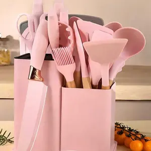 Silicone Cooking Set,19pcs Large Non-stick,Measuring Cups and Spoons Set with StainlessSteel Handle Kitchen Gadgets.