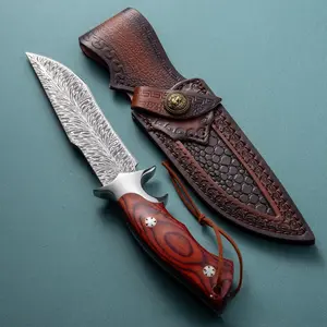 Artisan Forged Pattern Kitchen Knife with Wood Handle