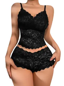 Women's Lace Push Up Bra & Panty Two-Piece Set, Sexy Comfortable Breathable Lingerie Set for Daily Wear, Underwear Set for All Seasons, Bra Sets, Clothing mature summer midsize black solid color girdles for dresses High-Waist Triangle strappy harness