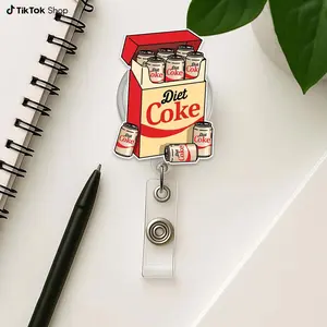 Diet Drink Cigarette Pack Badge Reel, Nurse Badge Reel, Retractable Badge Holder Nurses and Medical Staff, IV Bag Theme