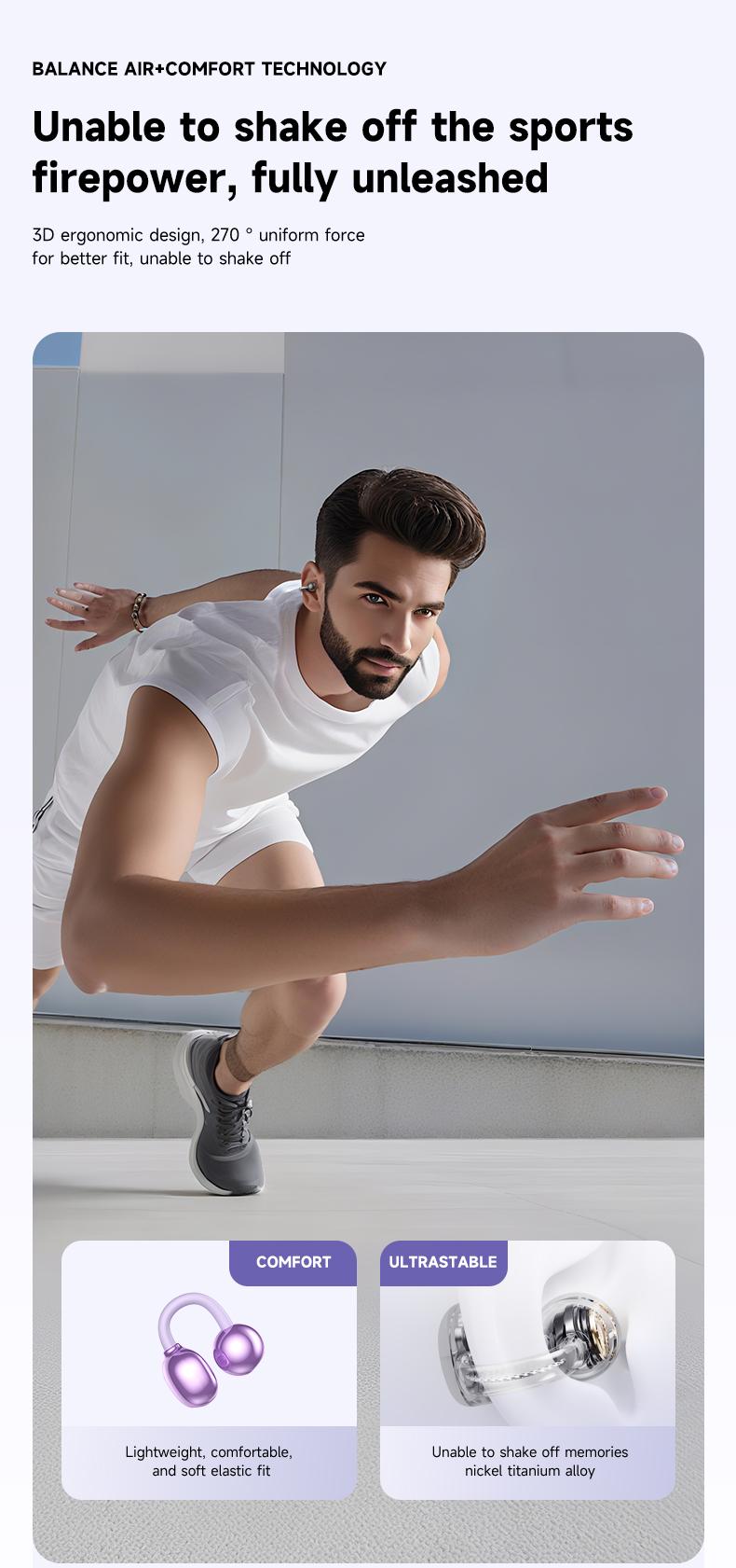 PAXA C08 Clip On Wireless Headphones with 2025 Bluetooth 6.0 for Faster, Stable Connection & Low Power Use, DT6.0 Pulse Directional Tech, 360° ACS Panoramic Sound, IPX5 Waterproof Audio Earbuds for Music & Calls, Comfortable for Sports