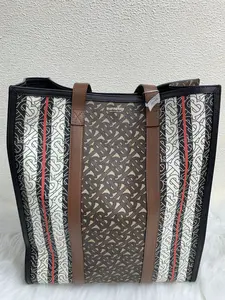 Pre-owned BURBERRY Monogram Stripe Tote Bag – Authentic Designer Handbag/WJ03122103