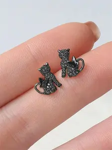 1 Pair Pretty Cubic Zirconia Stud Earrings Statement Earrings For Women For Wedding Engagement Anniversary Party Jewelry Valentine's Day Gift