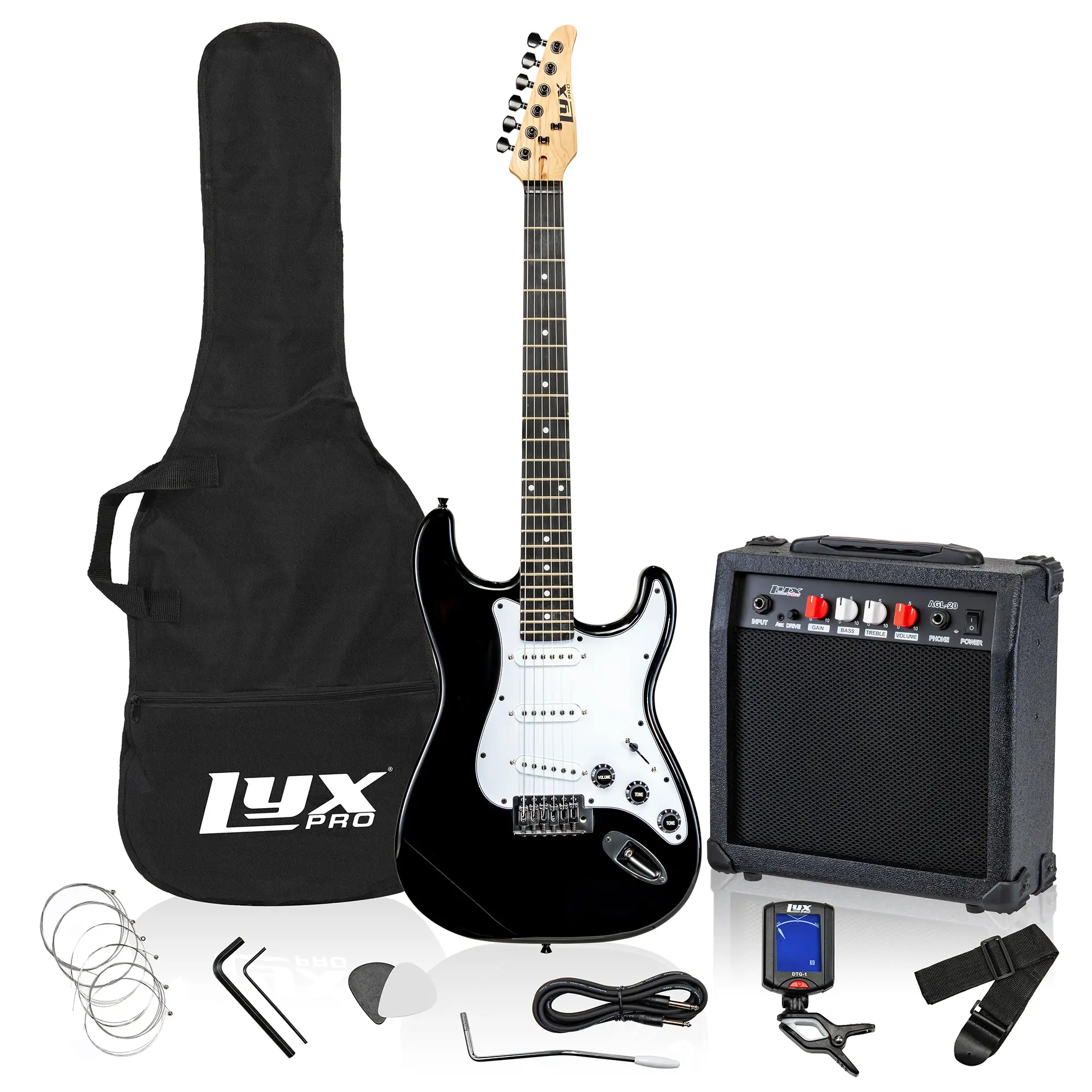 LyxPro Electric Guitar Kit 39 Inches with 20W Amp 6 Strings Picks Tremolo Bar Shoulder Strap Carry Bag & Digital Tuner for Novice Players