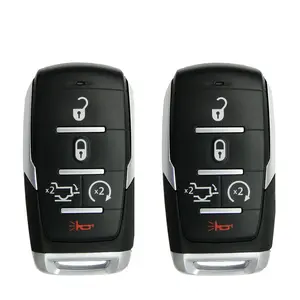 2-Pack Silver Sides Car Smart Key for 2019-2024 RAM 1500, 5B FCC# OHT-4882056, 434MHz Chip, CR2450, Remote Start, Key Lock, Tailgate Control, Panic Button (Multipack)