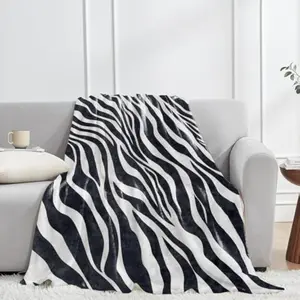 Eyesoul Zebra Print Flannel Blanket,Black and White Animal Stripe Throw,Minimalist Style,Lightweight Fleece Blankets for Adults,Couch,Cabin,Bed,Camping Home Decor Gifts,